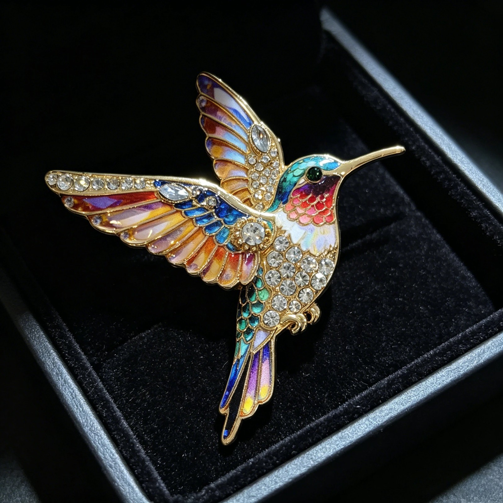 Luxury Rhinestone Hummingbird Brooch Bird Animal Pin Spring Summer Jewelry Gift