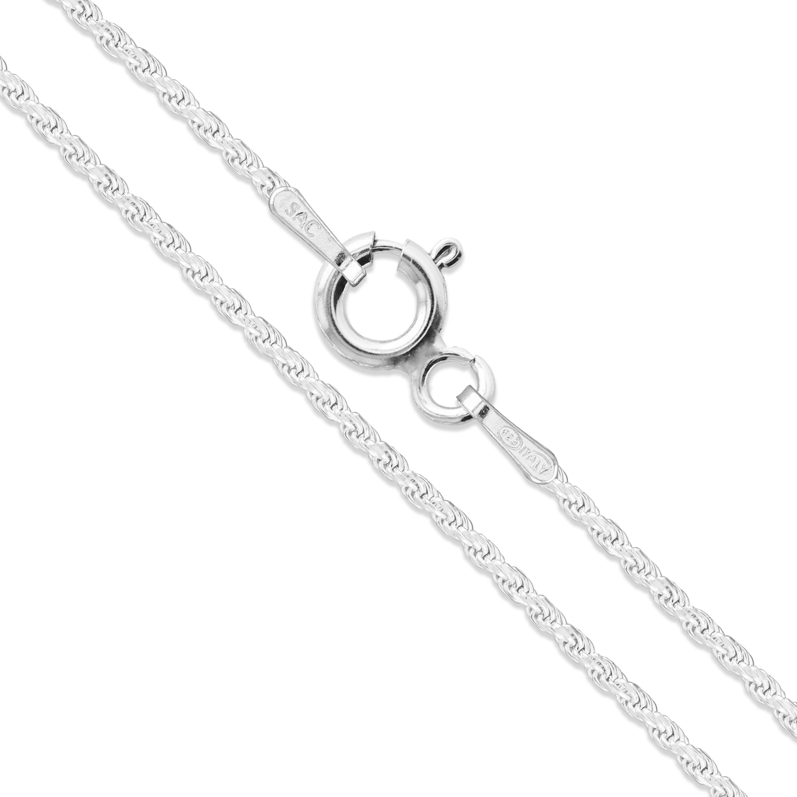 20″ Sterling Silver Necklace Shiny Italian Rope Chain Pure 925 Italy Wholesale