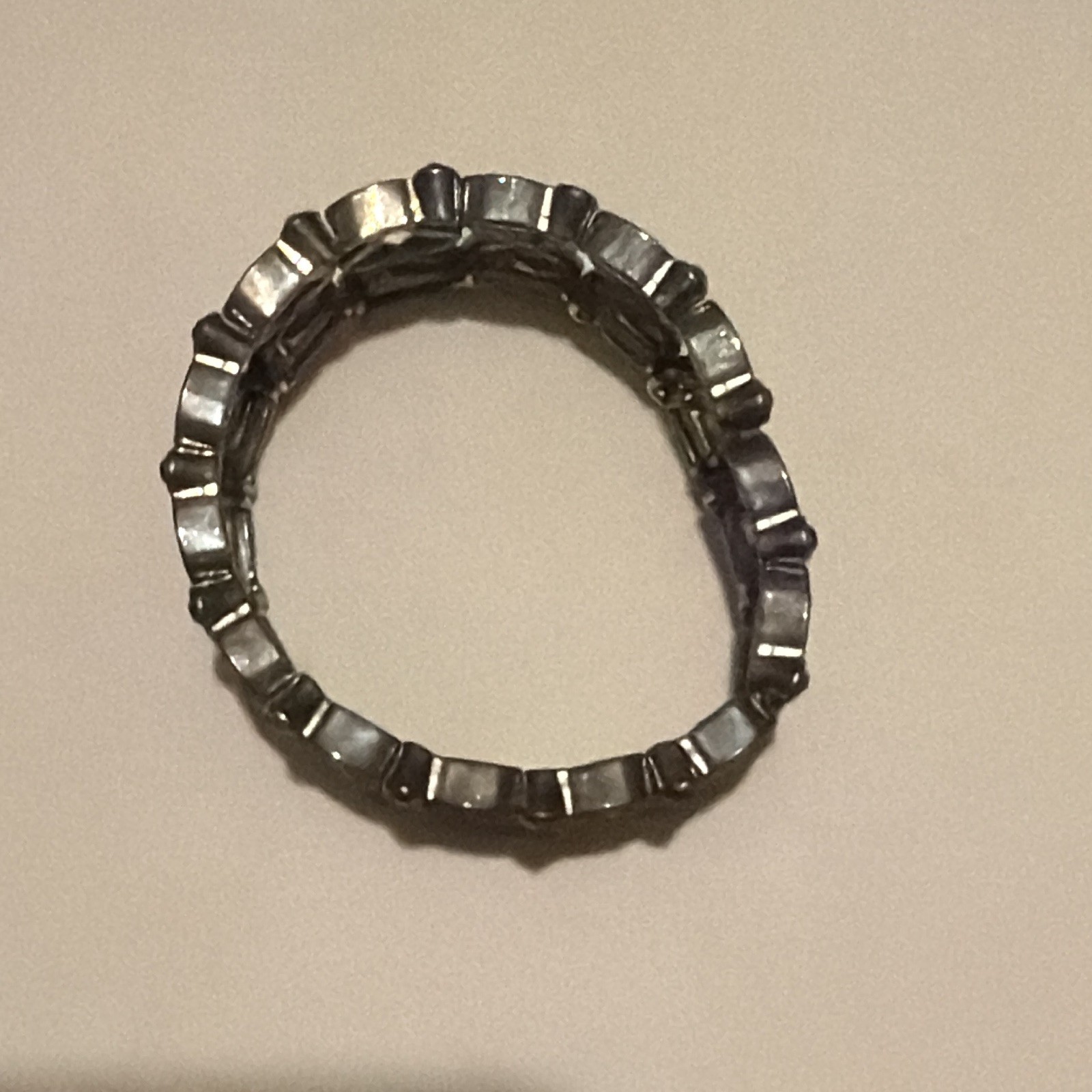 Silver Tone Adjustable Metal Band Ring, No Stone, Rectangle Shape, Sizable