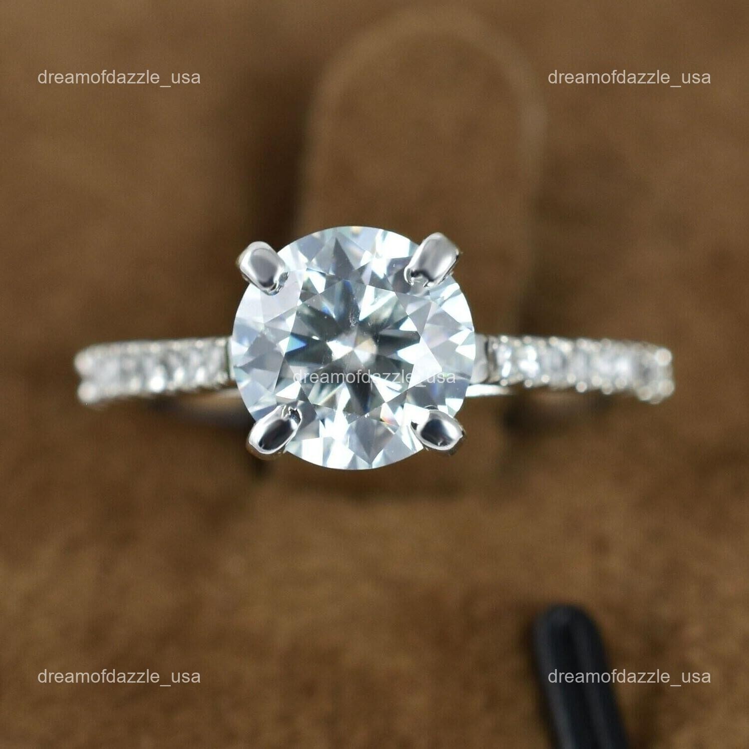 Diamond Resilient Lady Solitaire with Accents Sister Ring Jewelry 14K White Gold