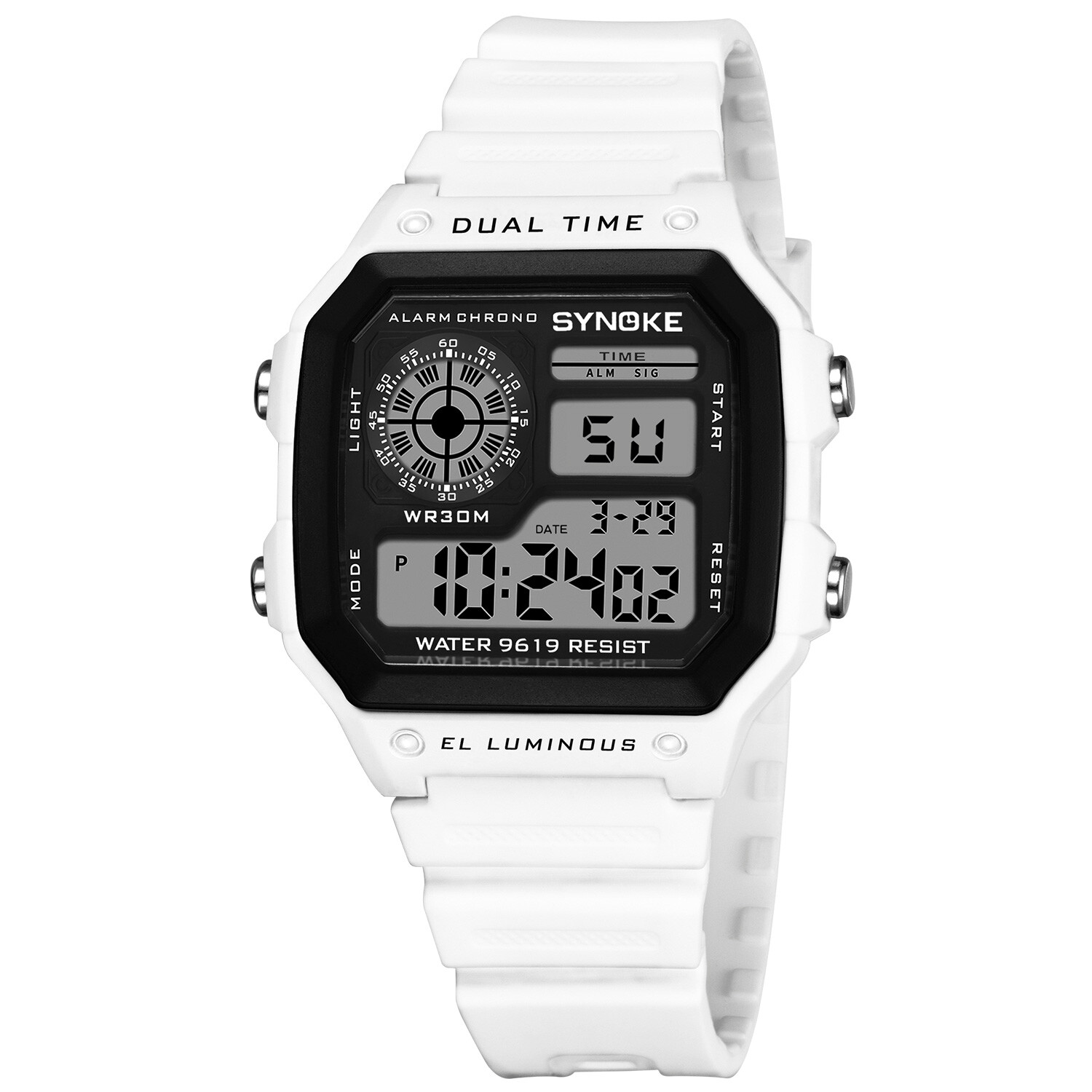 2 Packs Men Digital Multi-Function Sport Watches Dual Time Alarm Backlight Watch