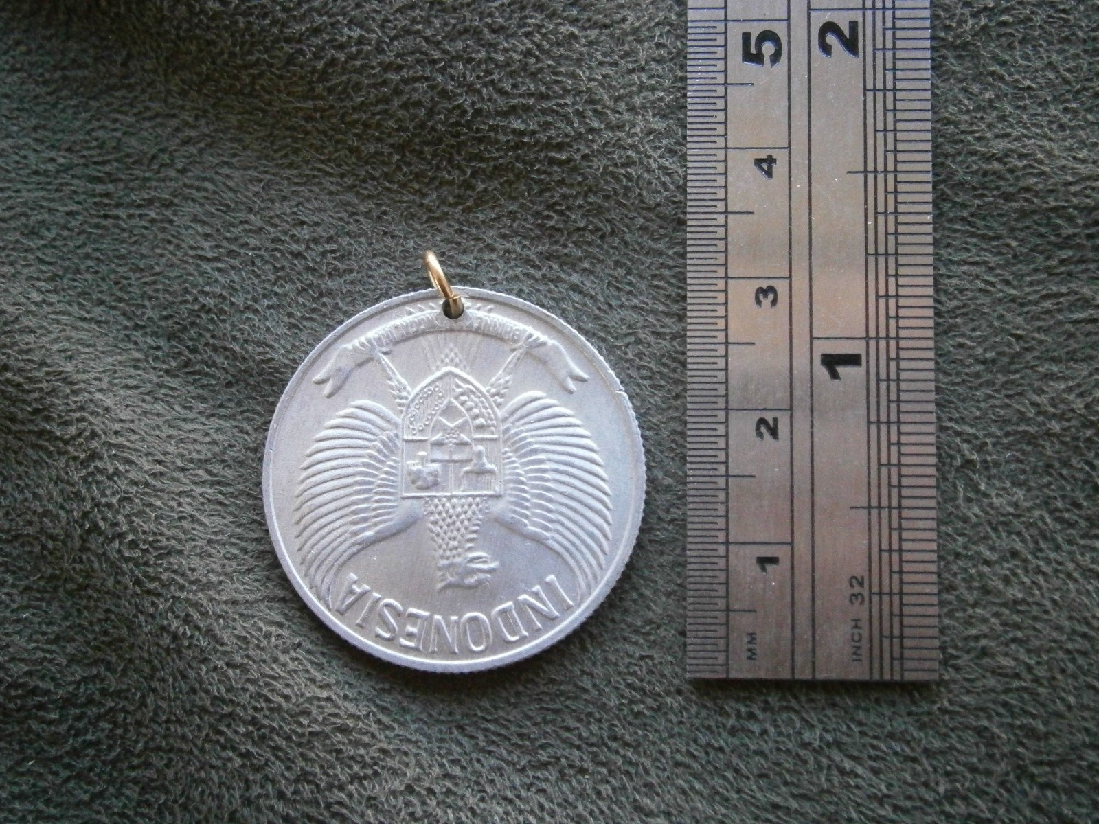 Indonesia 50 Sen Coin ~ 1961 ~Vintage Bracelet Charm Pendant 3.0g