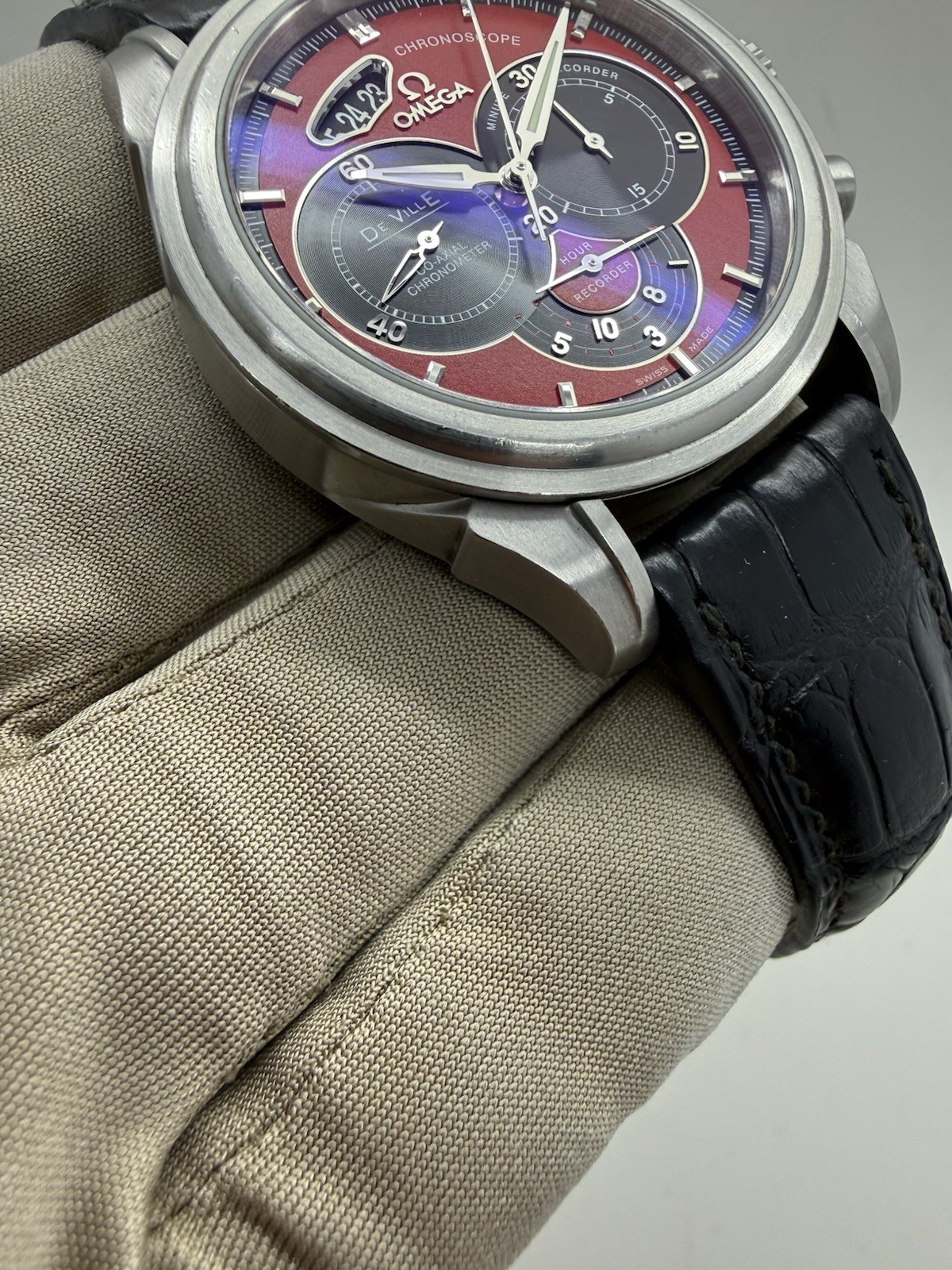 Omega DeVille Chronoscope Red Dial Steel Automatic 41mm Watch 4851.61.31 B+P