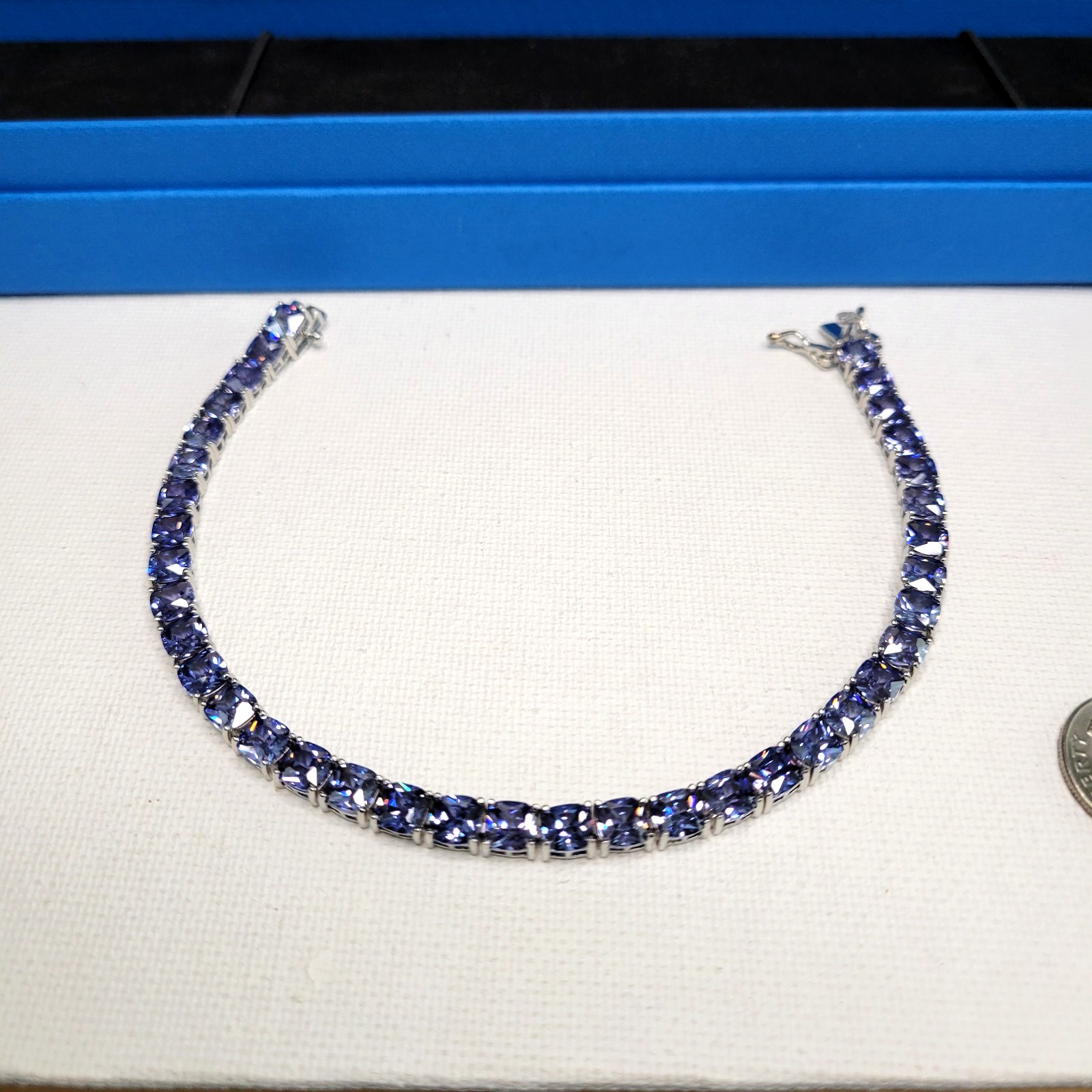 925 Bella Luce Platinum on Sterling Silver Tanzanite CZ Tennis Bracelet 27.5ctw