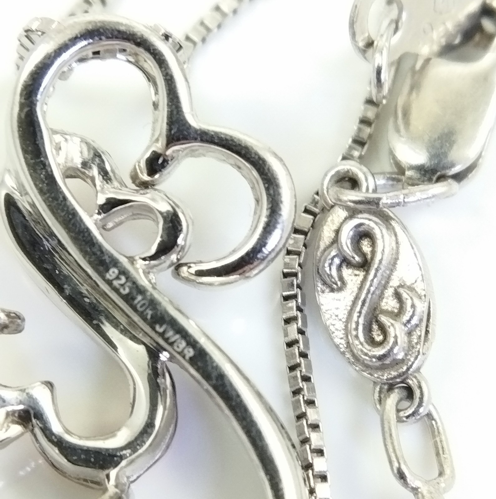 Jane Seymour Open Heart Diamond Sterling Silver 10K Gold Pendant Necklace 19″
