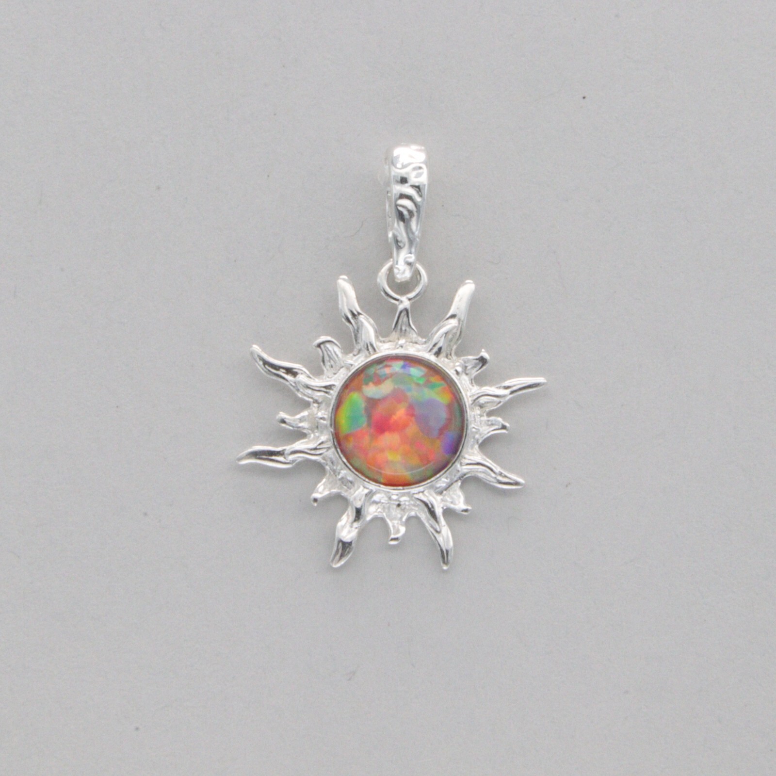 Purple FIRE OPAL Sun Pendant – 925 STERLING SILVER #124e
