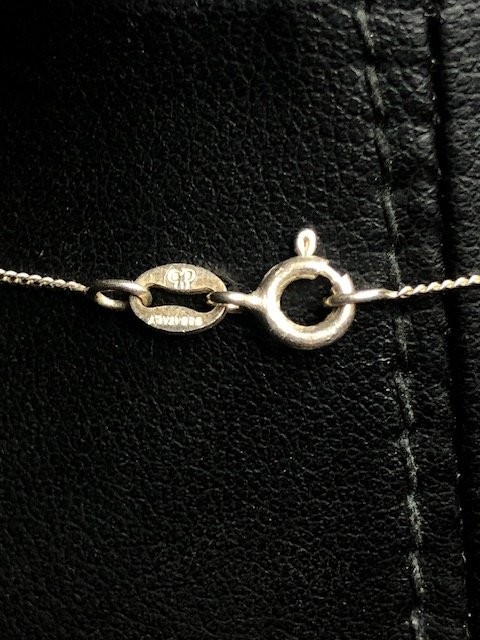 8884 Sterling Silver 925 CZ slider Pendant Necklace ball station chain 18″ 6.2g