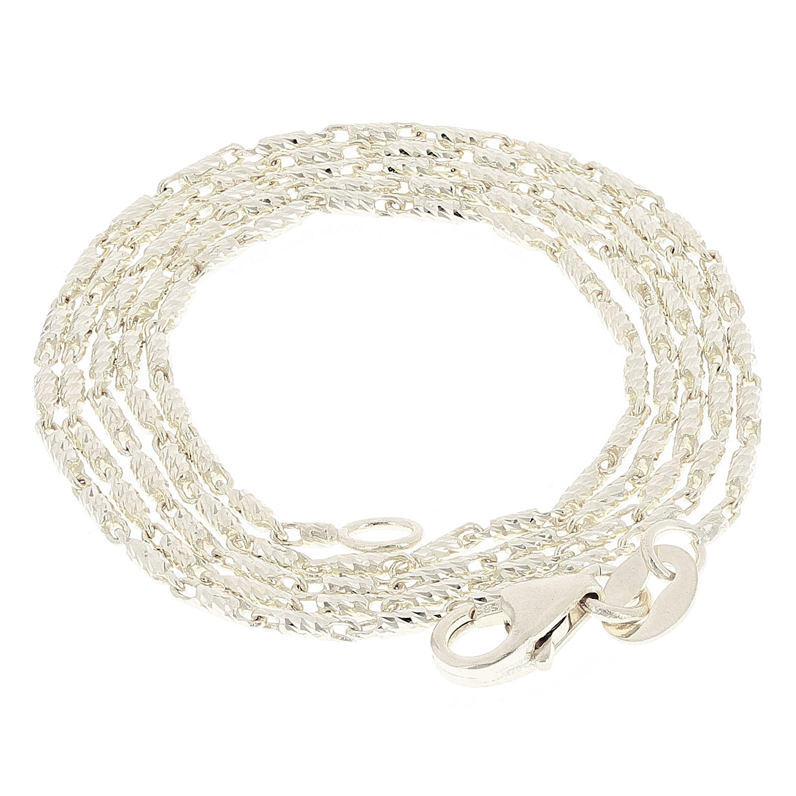 Italian 14k White Gold Solid Diamond Cut Raso Chain Necklace 20″ 1.1mm 5 grams