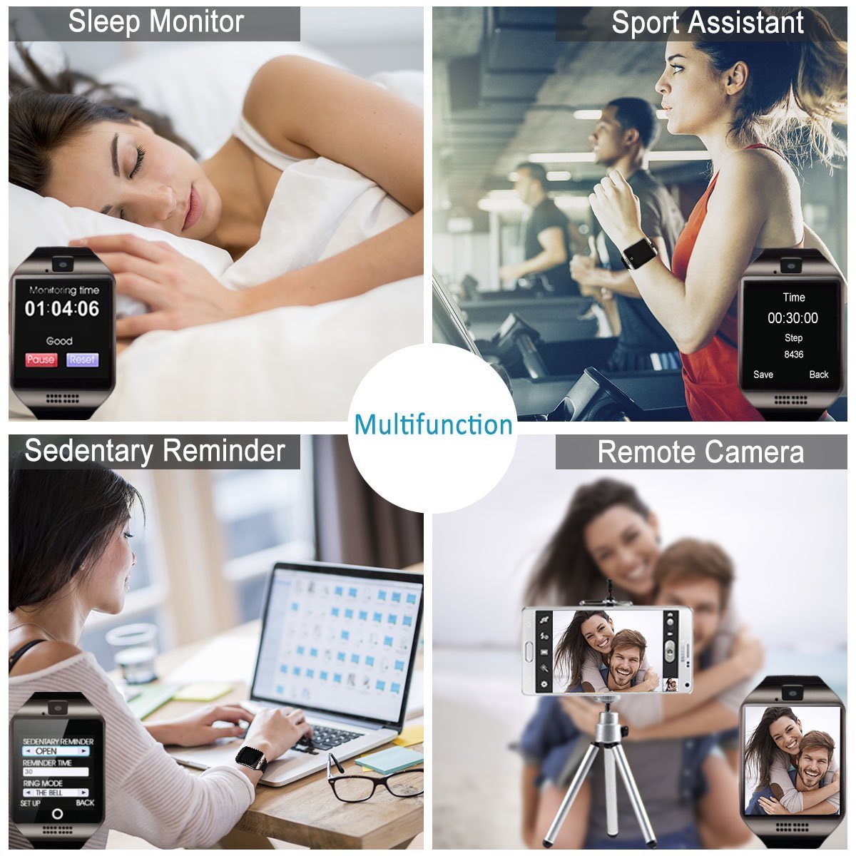 Touch Screen Smart Watch Bluetooth Phone Unlocked T-Mobile SIM Call for Android
