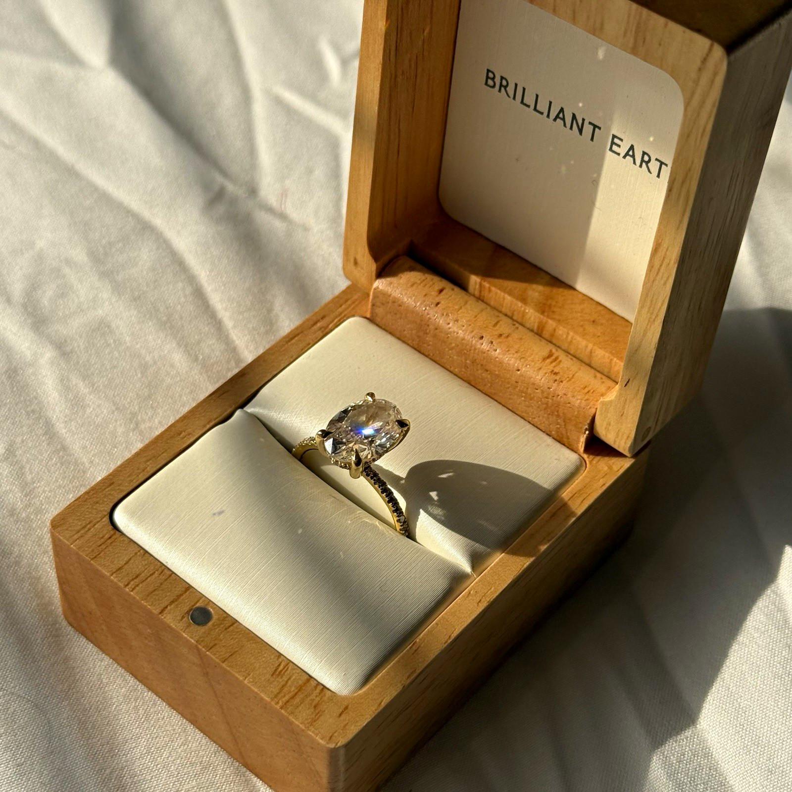 Brilliant Earth Oval Natural Diamond 18K Yellow Gold Prong Engagement Ring 6