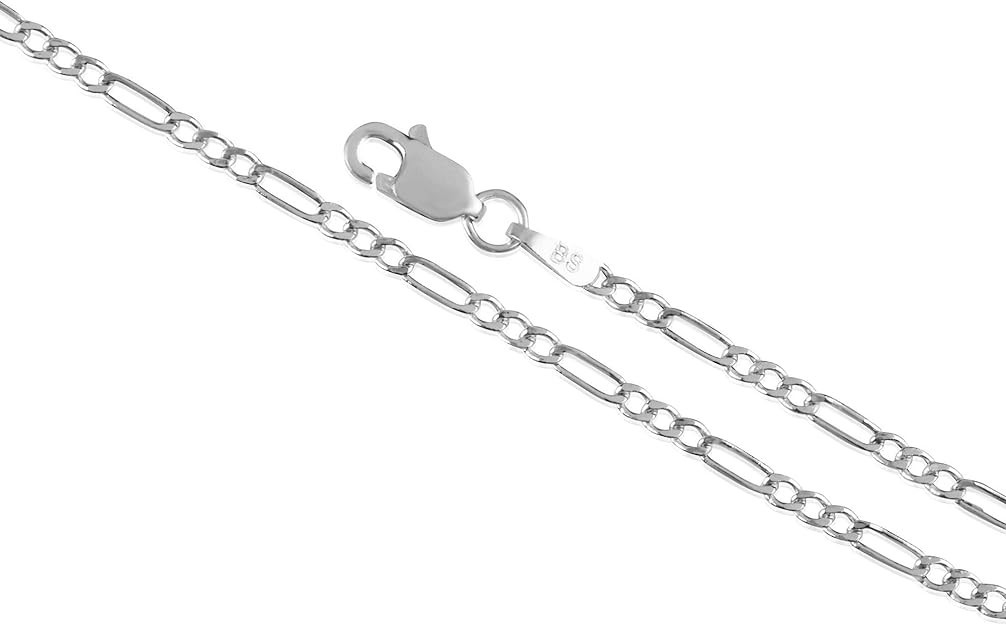 2MM Solid 925 Sterling Silver Italian Figaro Anklet Chain 9″ or 10″ Italy