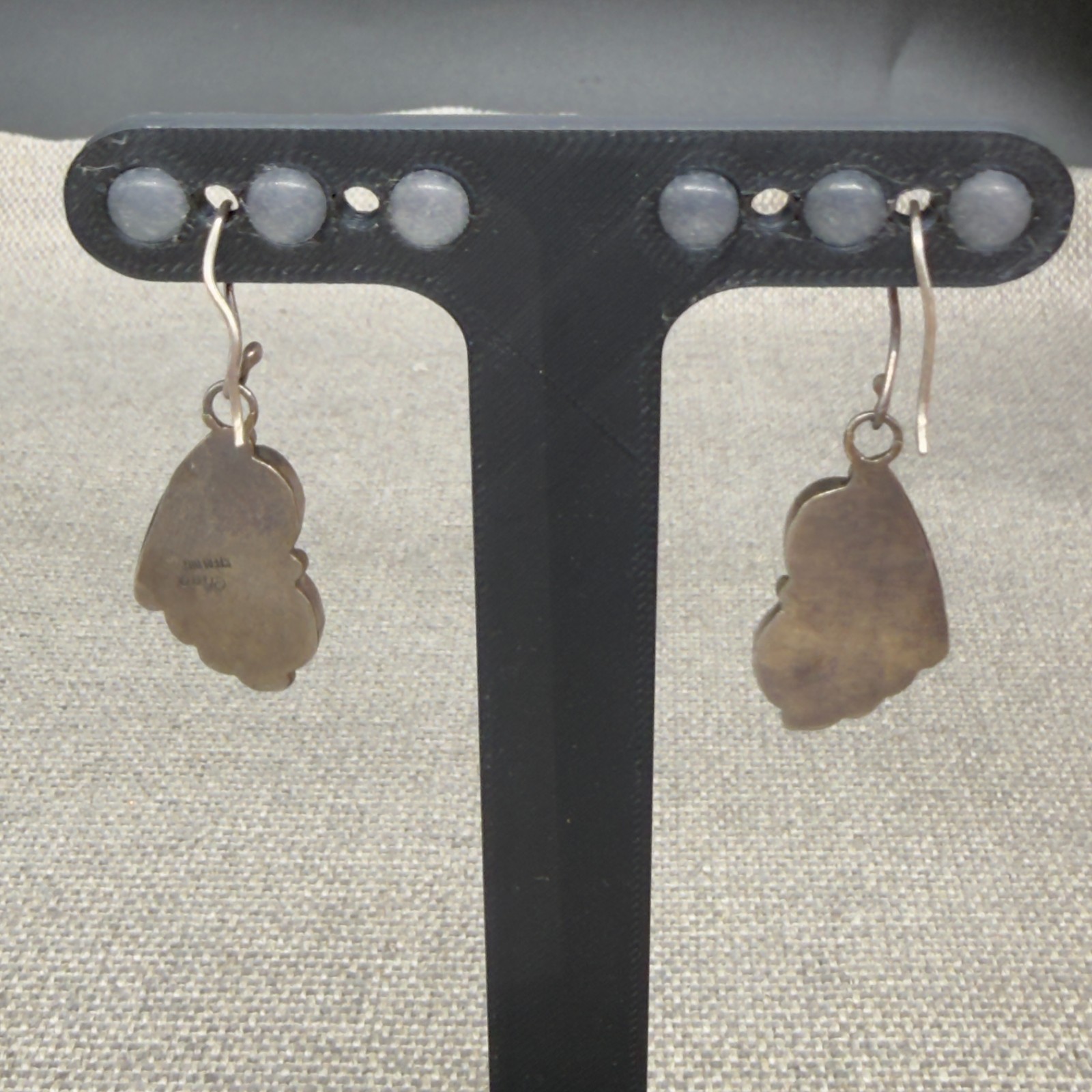 Vintage Sylvia Chee Navajo Earrings Sterling Silver Lapis Stones Dangle Pierced