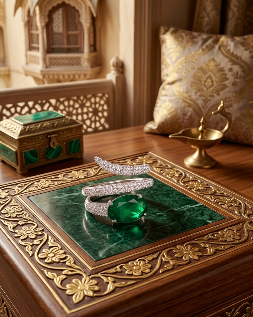 IGL Certified 2.80 Ct Natural Emerald & Diamond Wedding Gift Ring 14K White Gold
