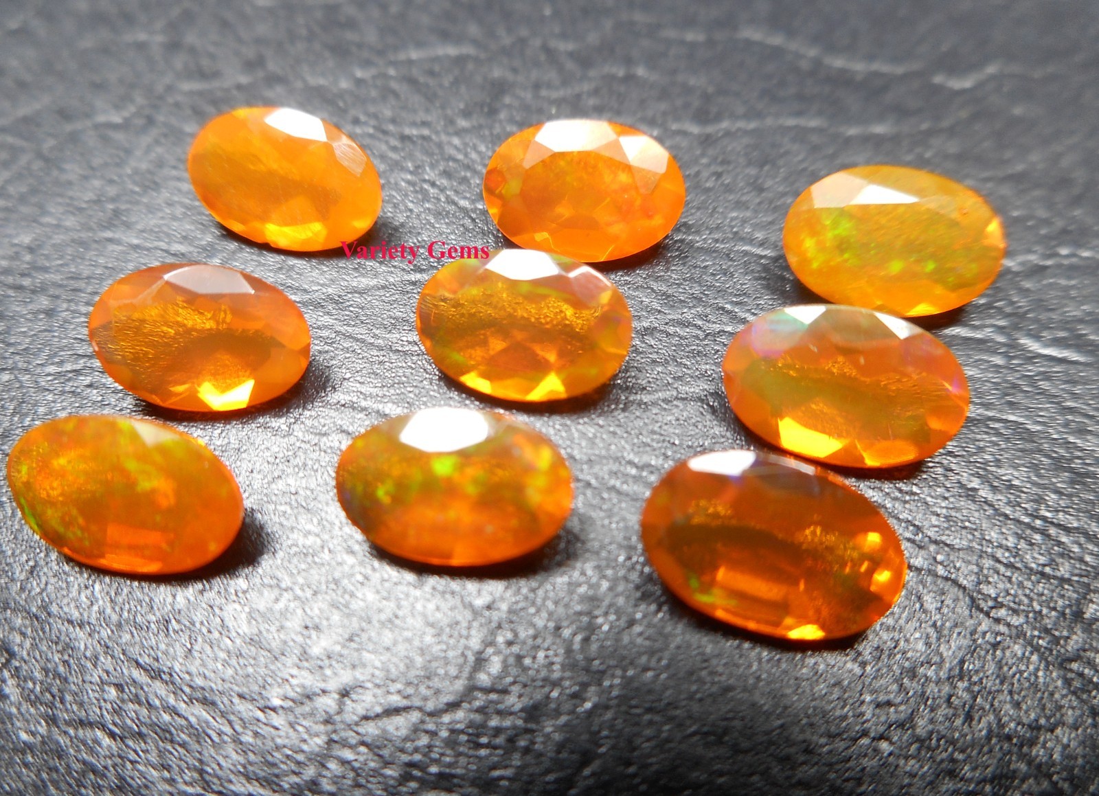 Faceted Orange Ethiopian Opal 4 pcs lot : Oval Gemstone (3×5, 5×7, 6×8 mm)