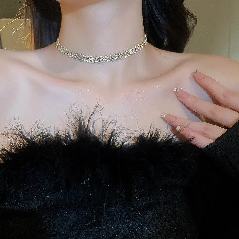 Rhinestone Collar Necklace Full Crystal Geometric 35+5cm Women Jewelry