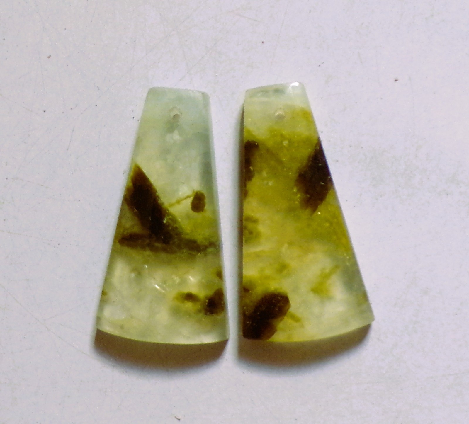 32.20 Cts Natural Prehnite Drilled Cabochon Match Pair Gemstone 29X15.2MM 12