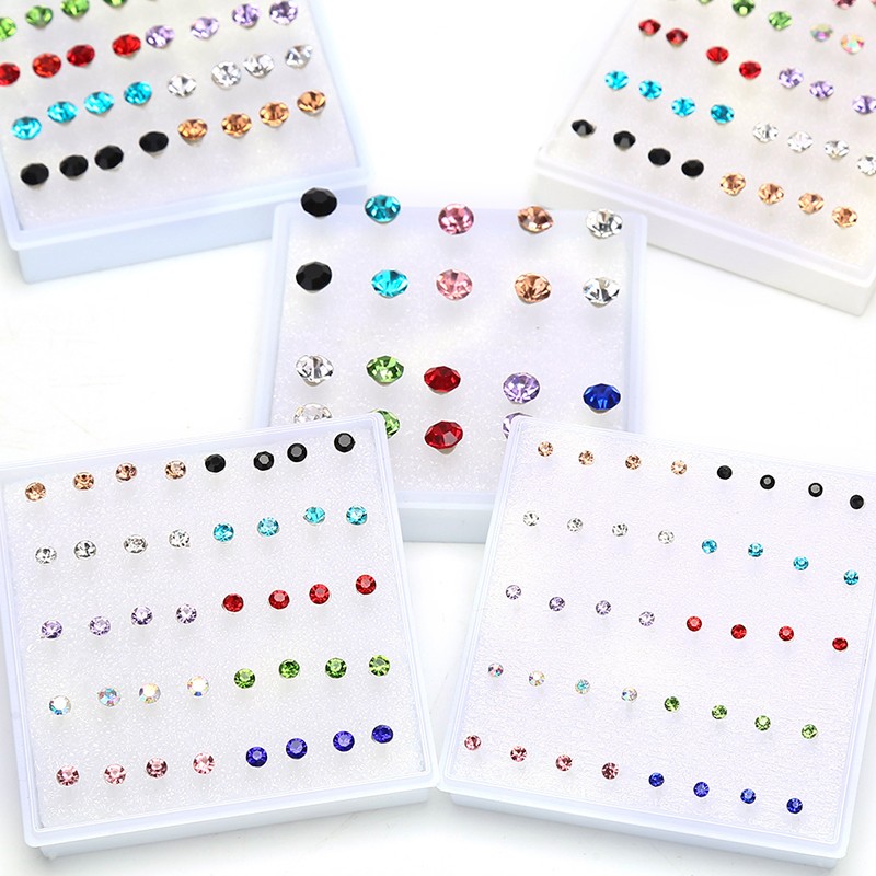 10Pairs/20Pairs Set Rhinestone Crystal Stud Earrings Small Earrings Jewe JdFkj