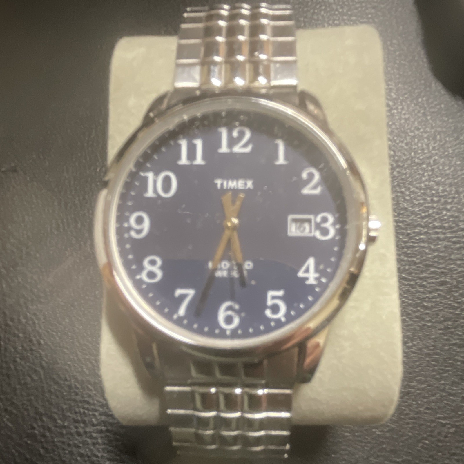 Timex Men’s Quartz Watch Blue Arabic Dial Date Silver Stainless Bracelet 30m