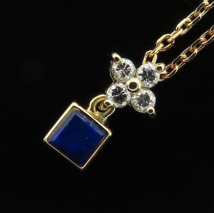 TASAKI 18K Yellow Gold Necklace Lapis Lazuli Diamond 0.09ct /294633