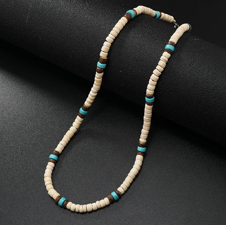 1pcs Necklace For Men New Vintage Coconut Shell Turquoise Surf Necklace – NEW