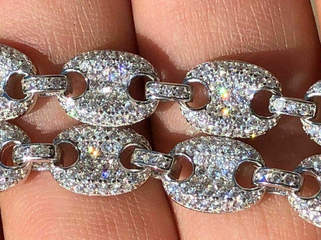 Puff Gucci Link Chain Out ICED Moissanite Pass Diamond Test 925 Silver 8mm Thick