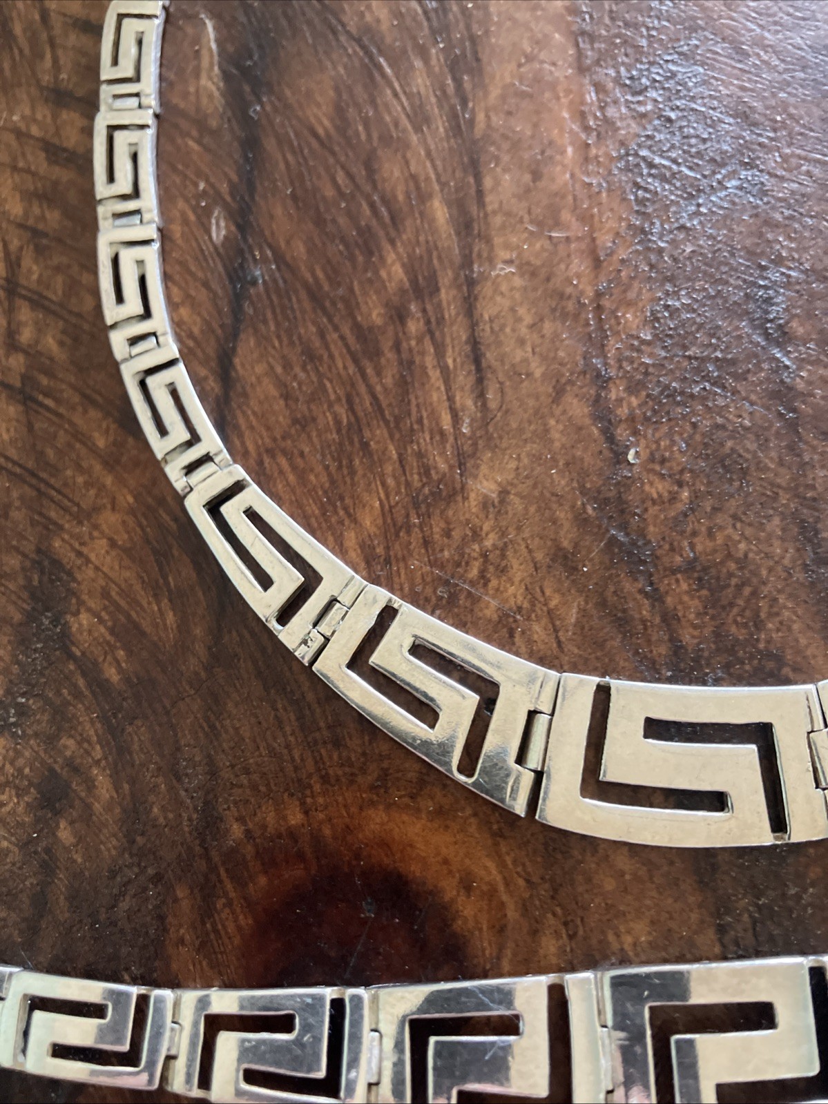 Vintage Beautiful Sterling Silver Greek Key Design Necklace And Bracelet Pair