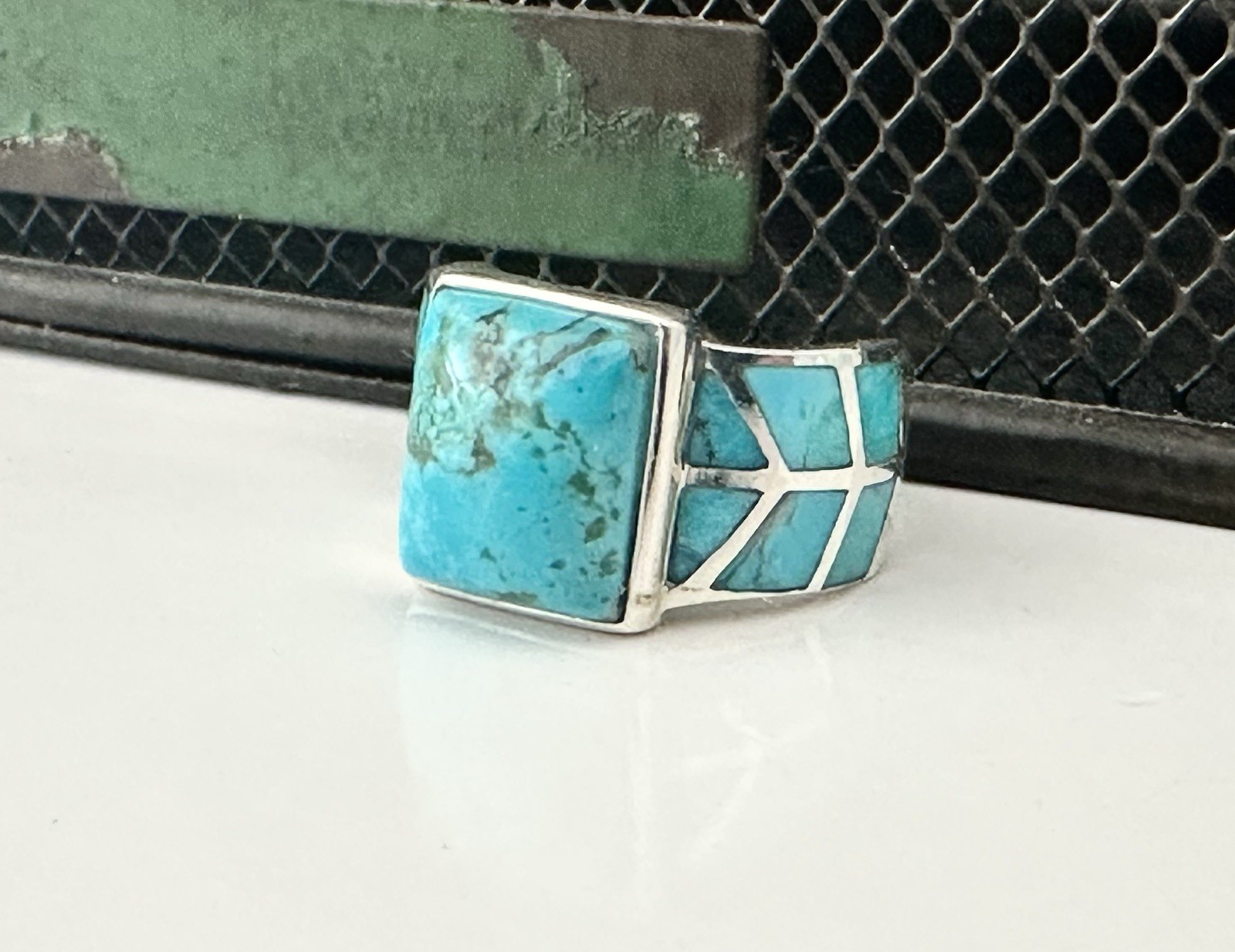 Southwest STYLE Turquoise Ring Sterling Silver 925 Signed Designer