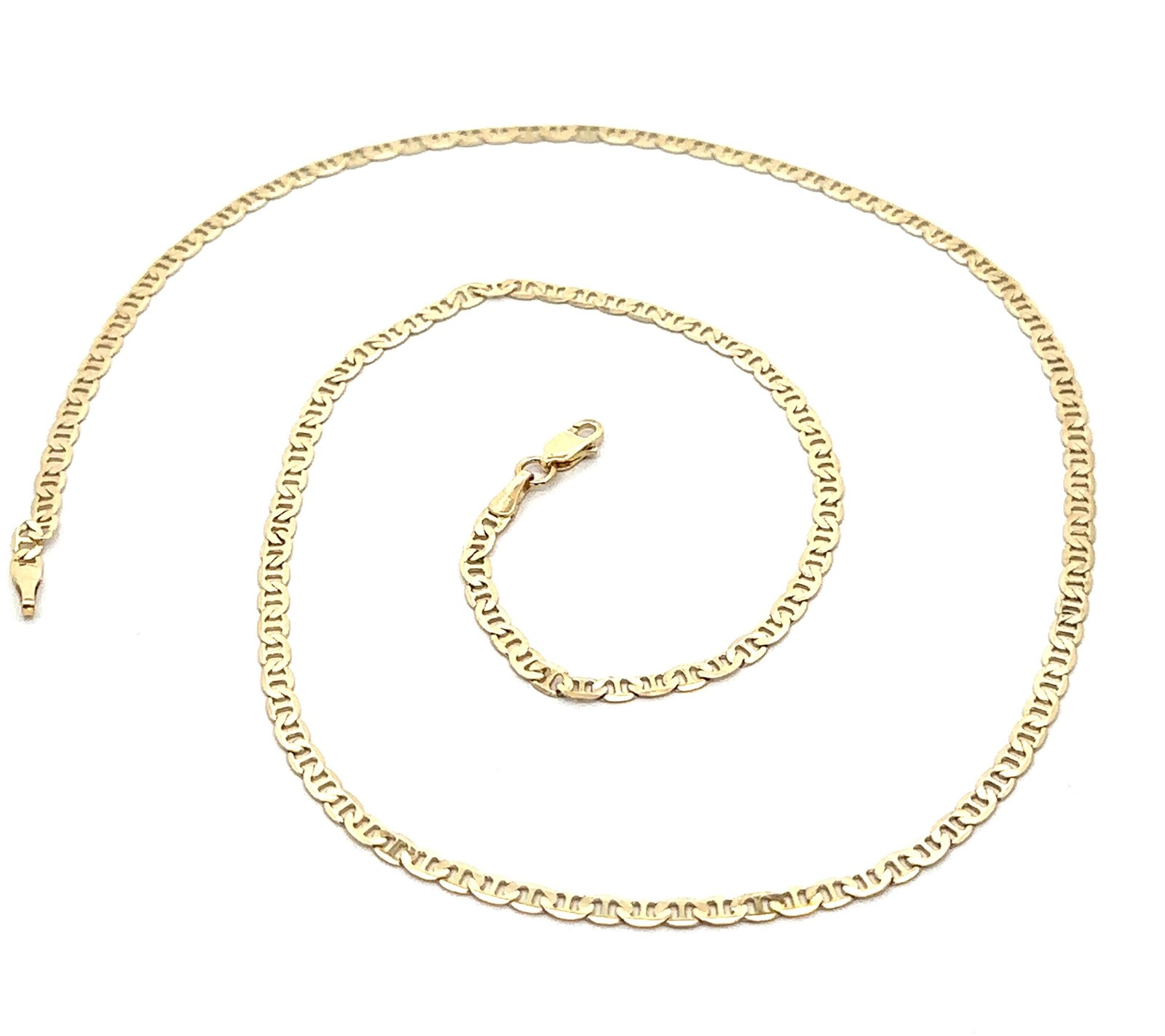 Italian 14k Yellow Gold 20″ 2.9mm Flat Mariner Link Chain Necklace Lobster Clasp