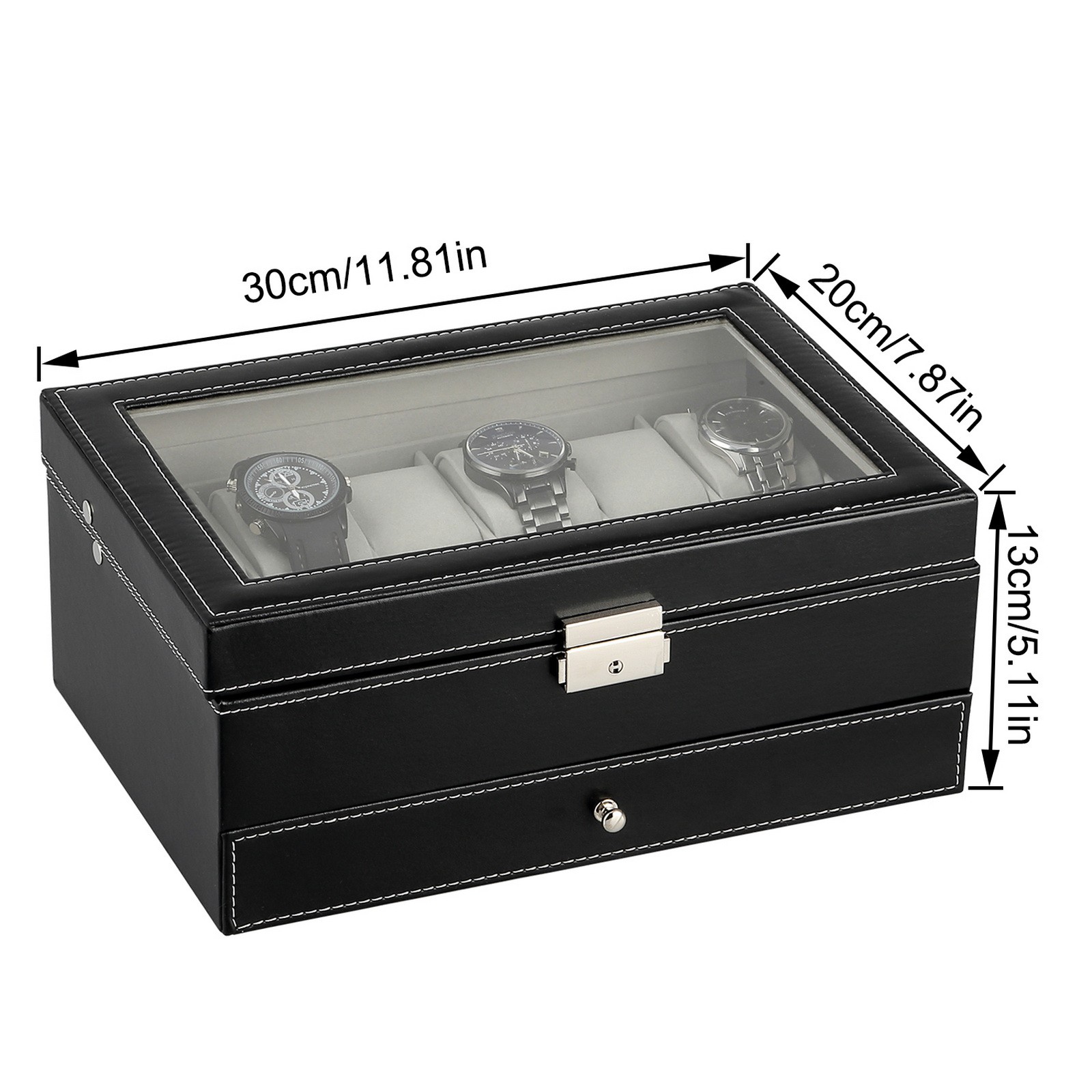 3/6/8/10/12/20/24 Slot PU Leather Watch Box Organizer Jewelry Display Storage