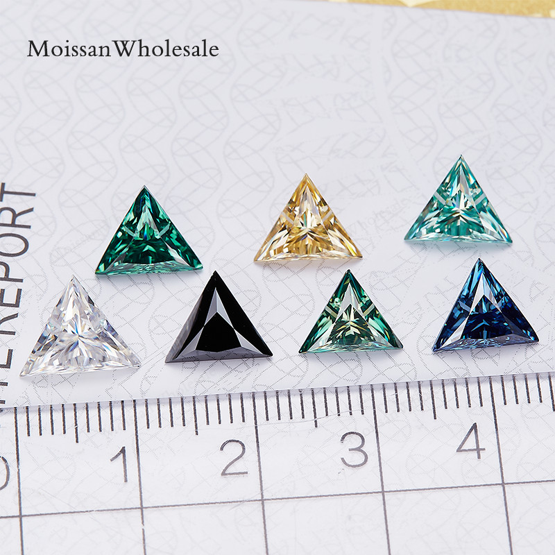 (Never Fade) Loose Moissanite Stones Triangle All Color Gems for Jewelry Making