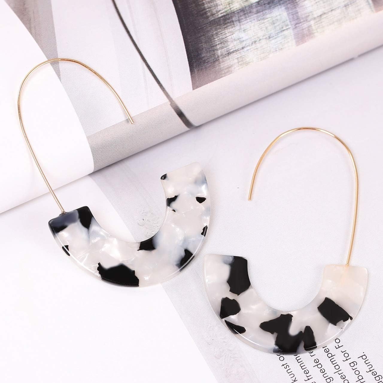 Acrylic Tortoise Hoop Earrings Resin Drop Dangle Fashion Jewelry