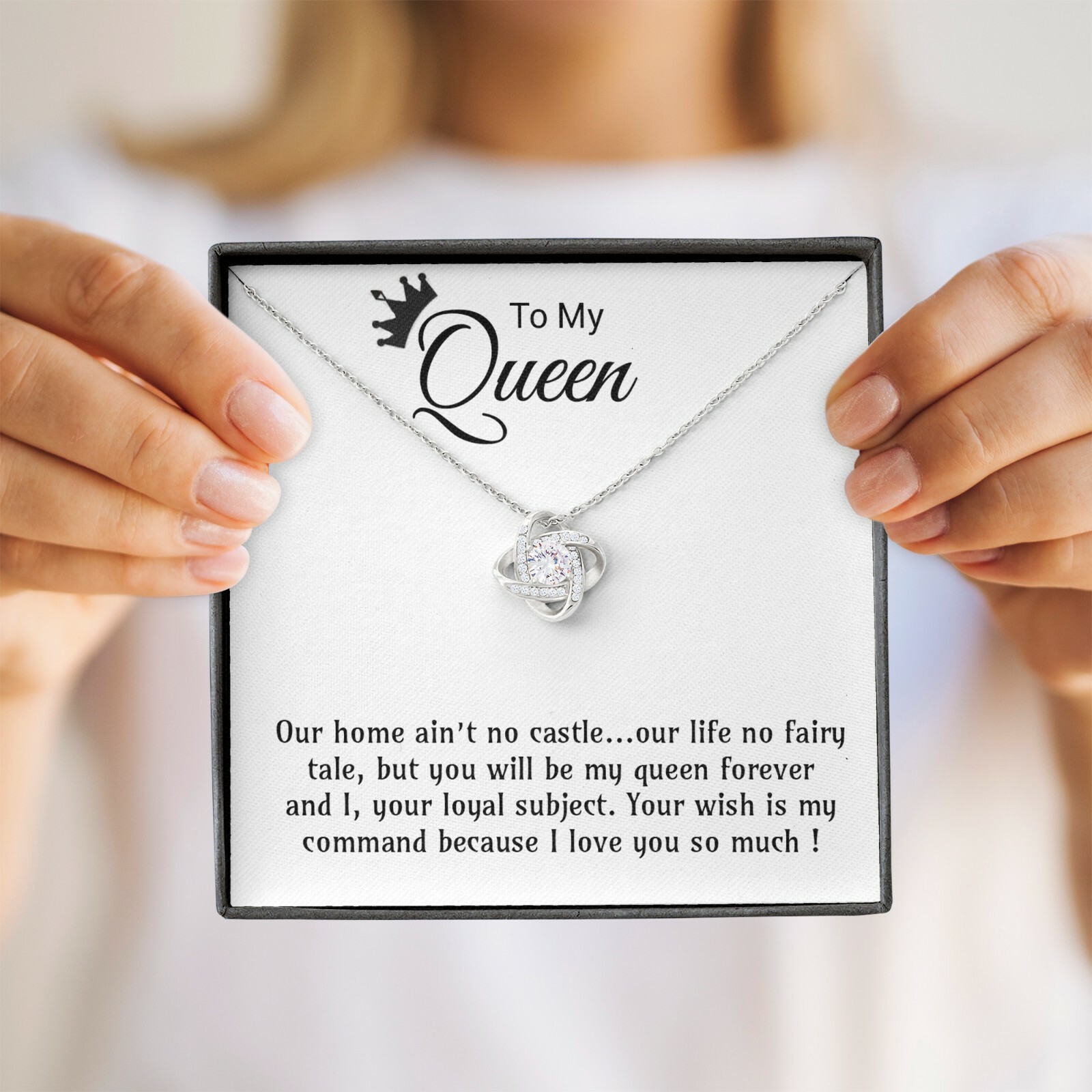 To My Queen Necklace, Birthday Gift for Wife from Husband, Mother’s Day