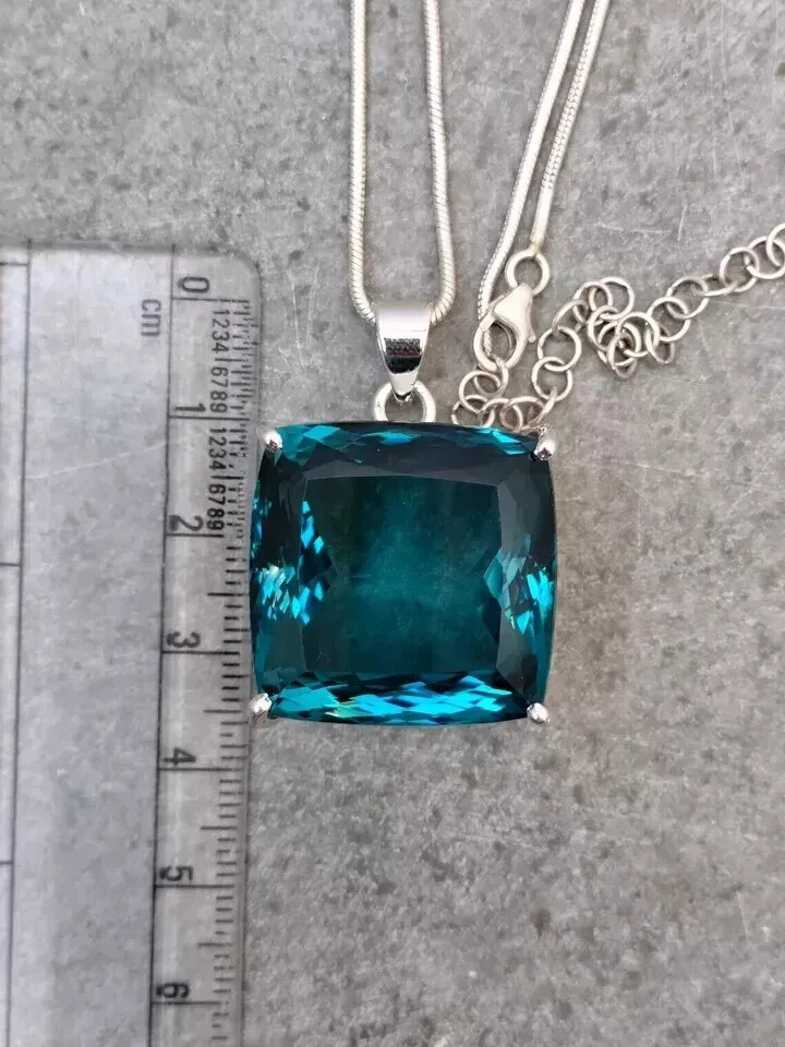 79.80 Ct London Blue Topaz Pendant Sterling Silver Pendant Gemstone Jewelry