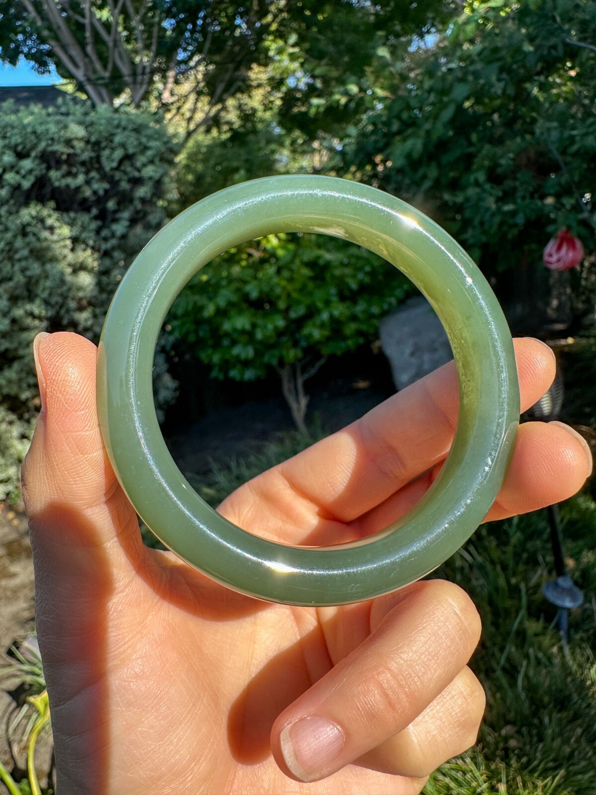 57mm High-grade Oily Water Green Blue Nephrite Bangle Bracelet | 57口蓝绿和田玉手镯