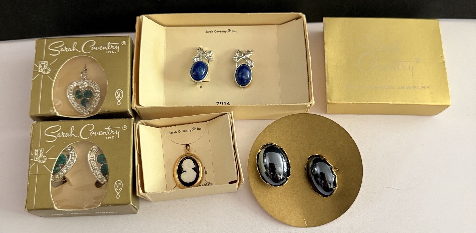Vtg Sarah Coventry Cufflinks 5920 NOS Blue Rhinestone Lot of 6 In Original Boxes