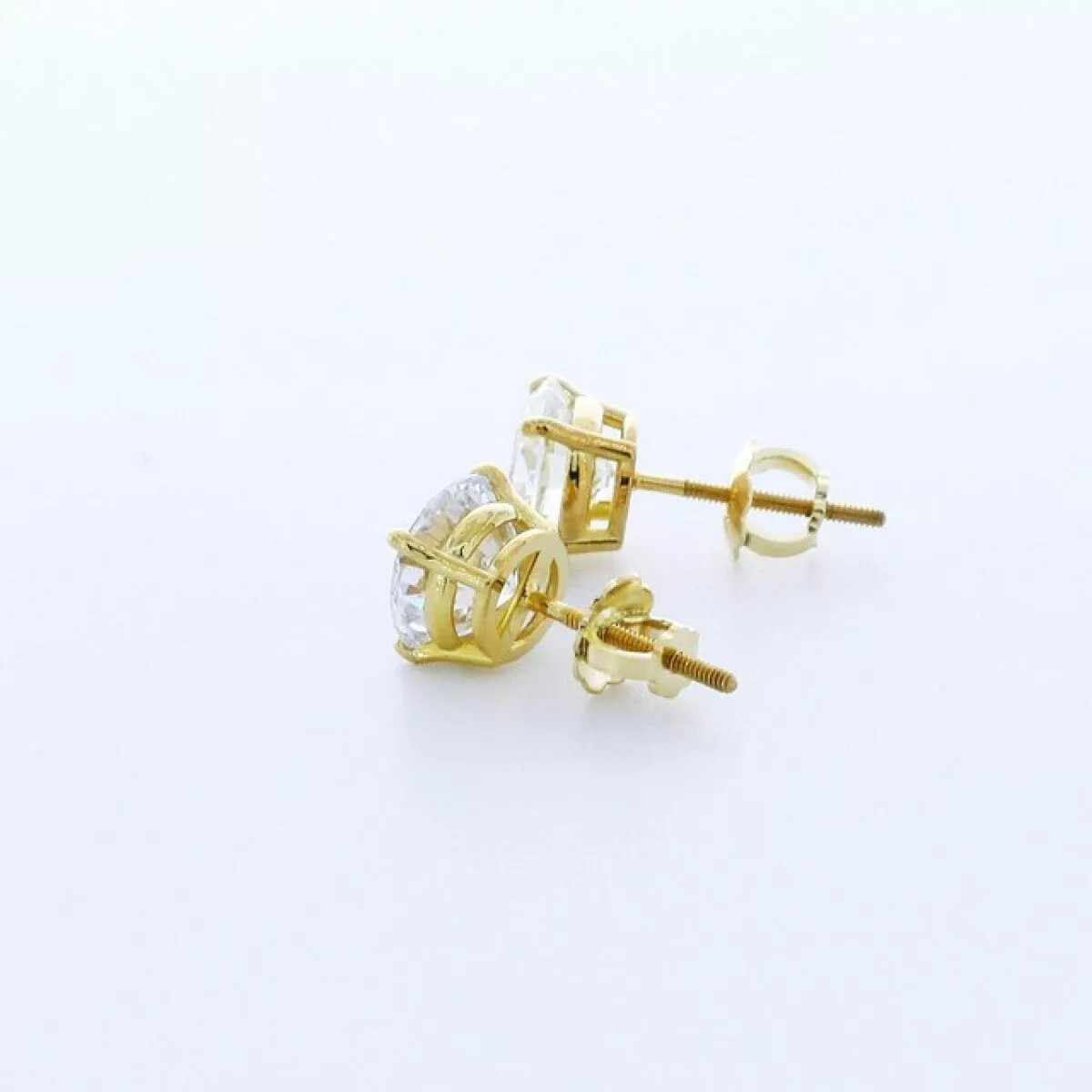 Stud Earrings Solid 14K White Gold Classic 2.99 CT Round Natural Diamond F VS2