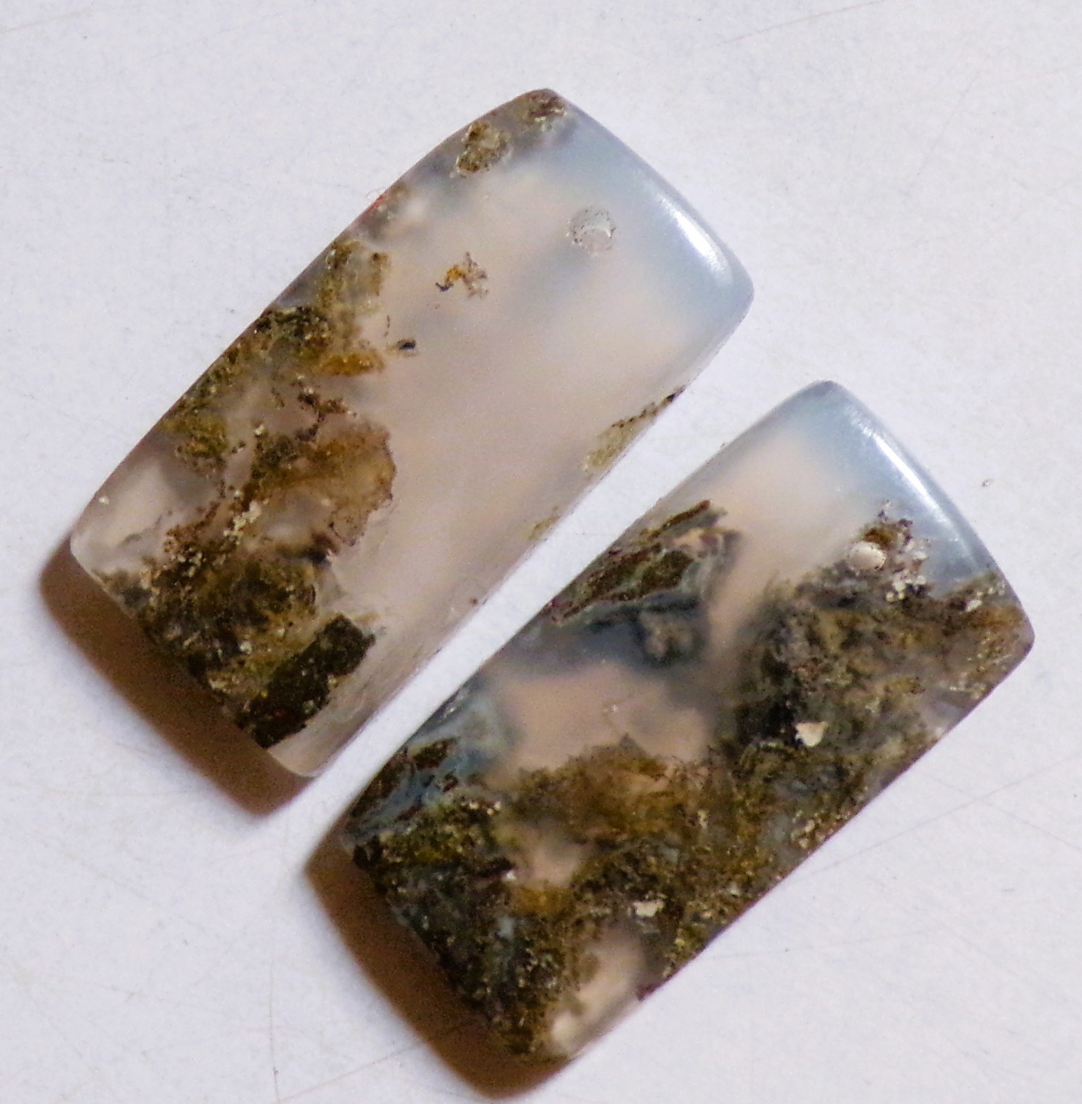20.50 Cts Natural Indonesia Moss Agate Drilled Cabochon Match Pair Gemstone 23