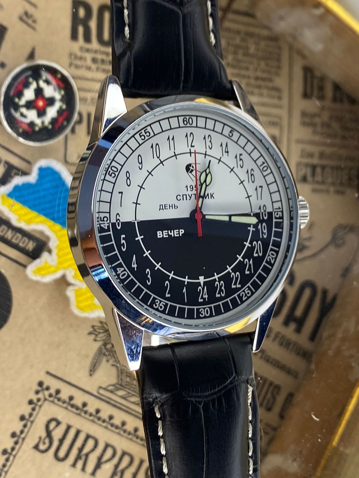 Vintage Watch Raketa 24h Sputnik Mechanical Wrist Men’s Russian Soviet USSR Day