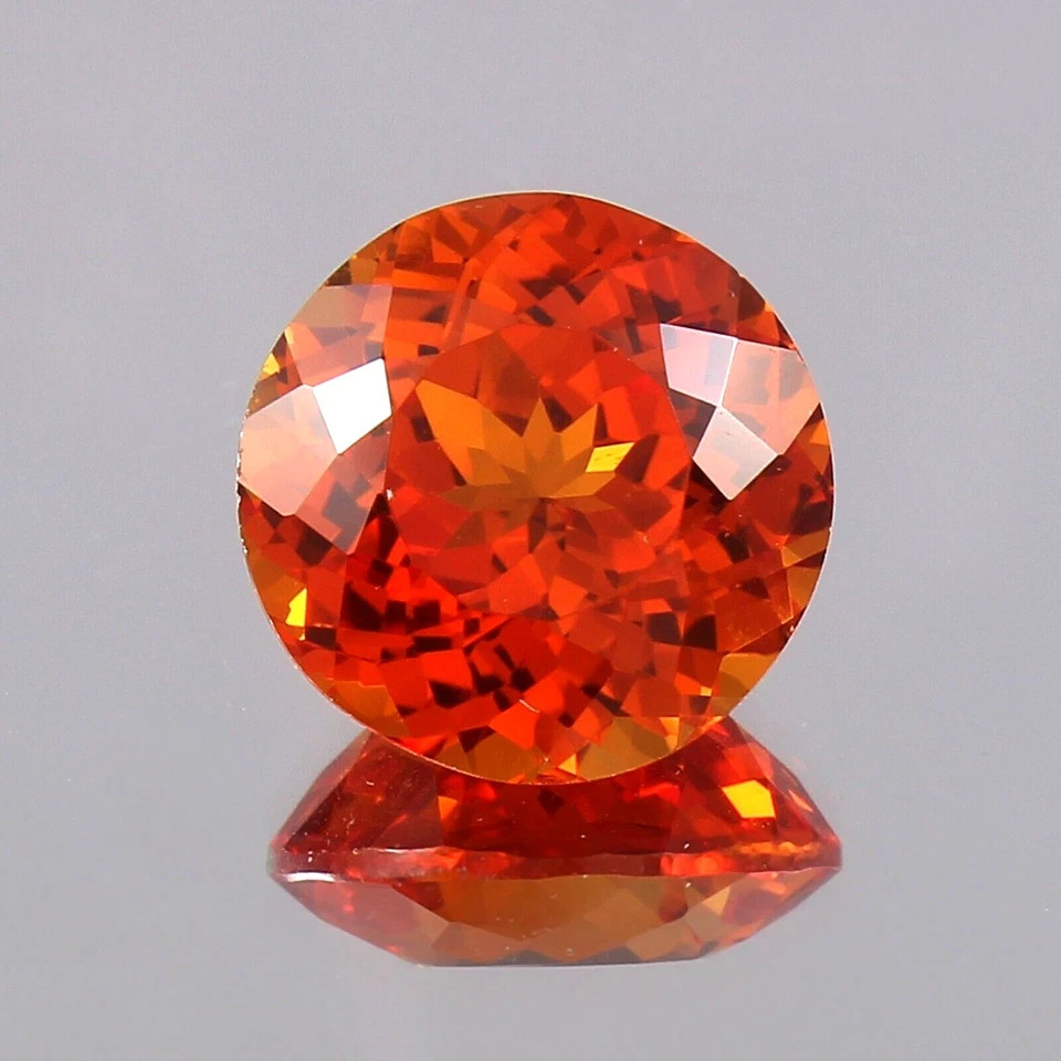 Natural 10 Ct Flawless Orange Sapphire Round Cut Certified Loose Gemstone