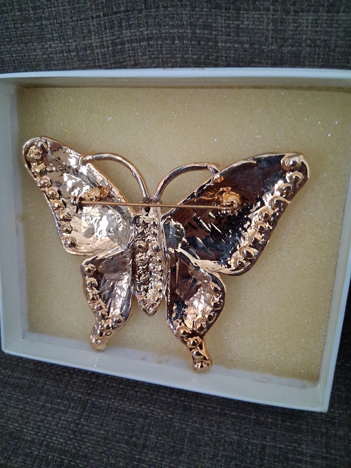 3-1/2″ Vintage Butterfly Enamel Rhinestone Brooches with Boxes