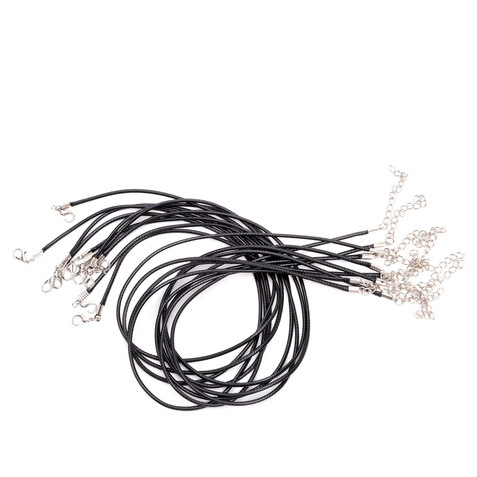 Funstreet 10pc 2.0mm Black Leather Necklace Cord w/ Clasp