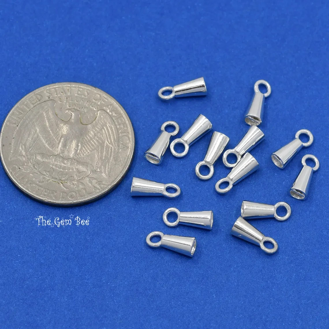 Sterling Silver Crimp Hook Cone Cups Ends Findings With Bars Quantity: (2)