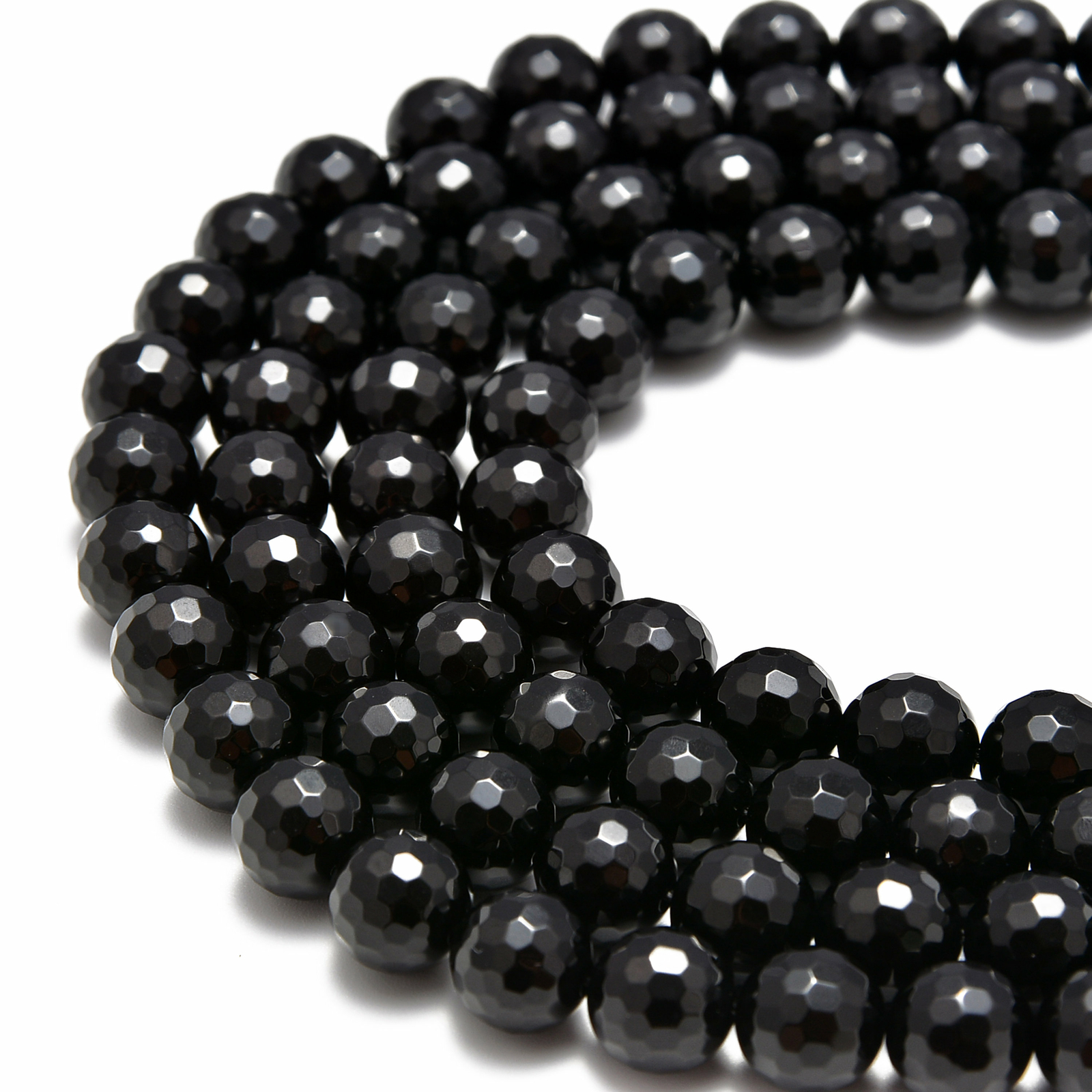 Black Onyx Faceted Round Beads 4mm 6mm 8mm 10mm 12mm 14mm 16mm 18mm 15.5″ Strand