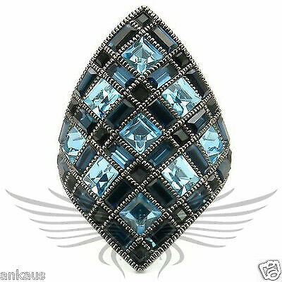 Square Top Grade Crystals Cocktail Ruthenium Fashion Ring 5 6 7 8 9 10 0W235 *
