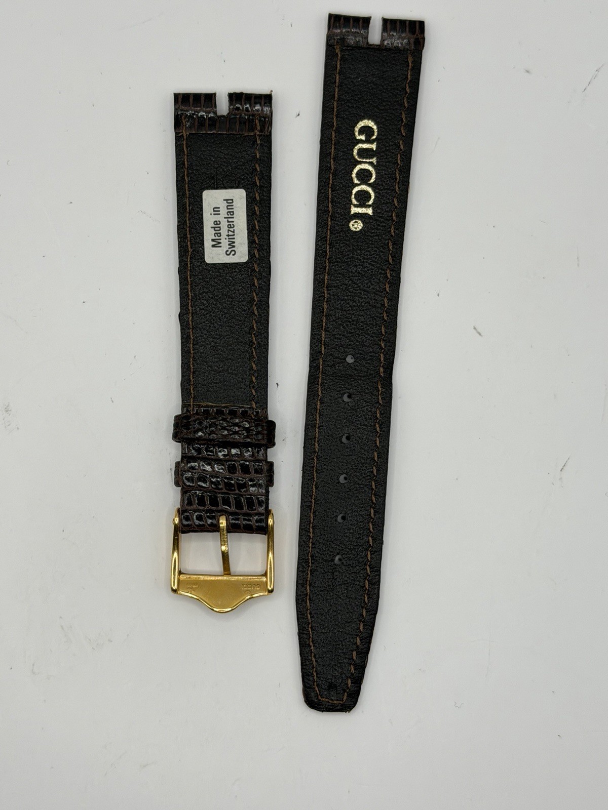 Gucci Dark Brown Lizard Leather Watch Strap 16mm OEM #GS129