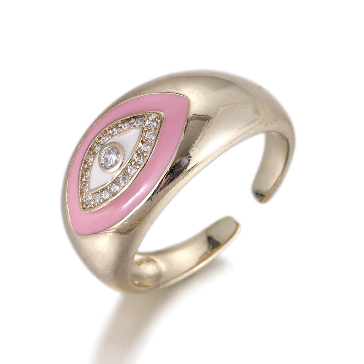 1Pcs Zircon Vintage Evil Eye Finger Ring For Women Men Gift Gold Color Turkish