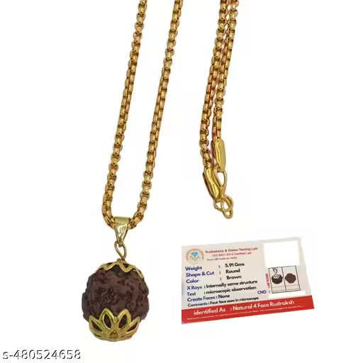 RUDRAKSHA PENDANT NECKLACE 4 Mukhi Nepali Rudraksha Four Face Rudraksh Pendant