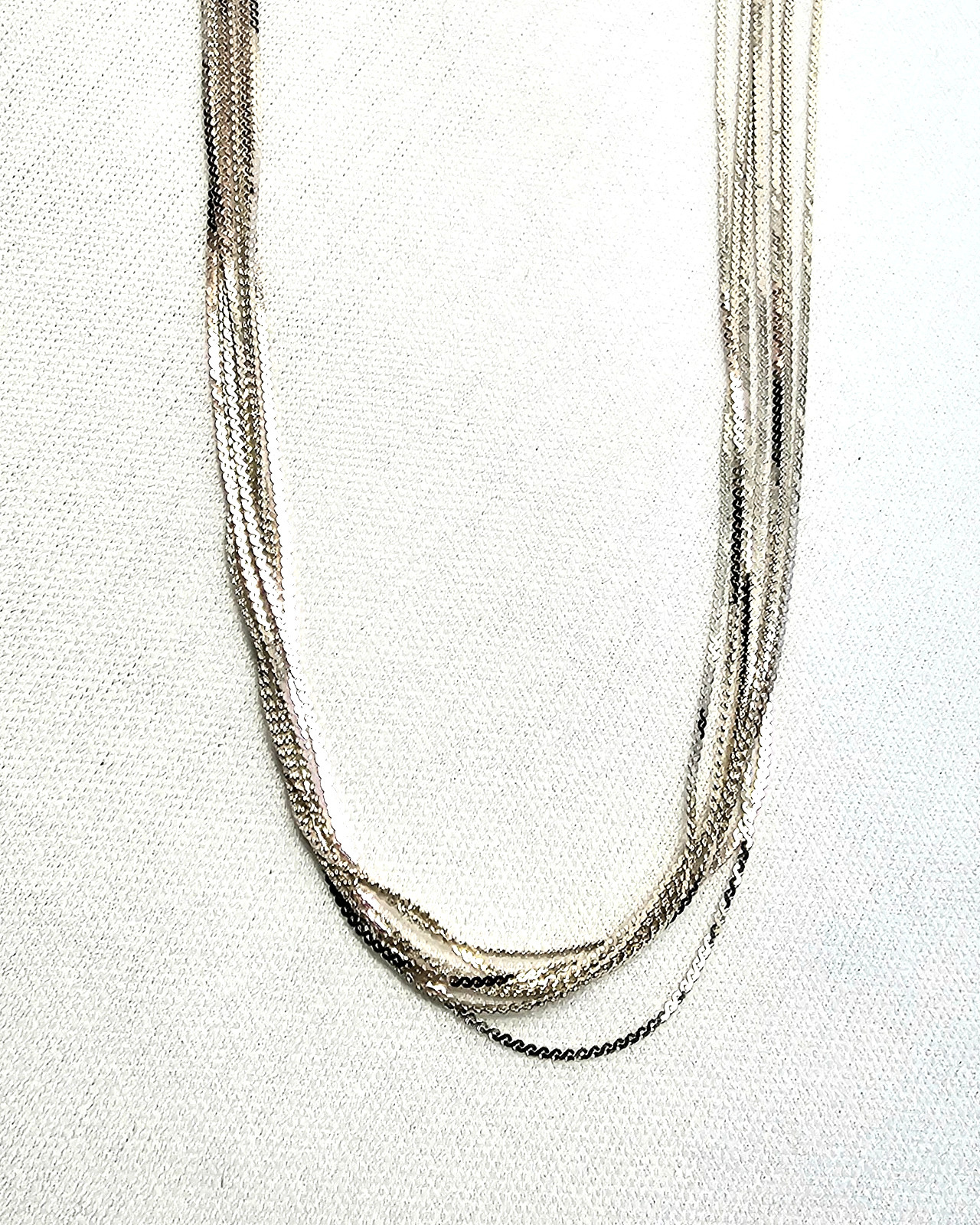 Sterling Silver Necklace Multi 7 Strand Chain Necklace 30″ L 12.2 Grams Jewelry
