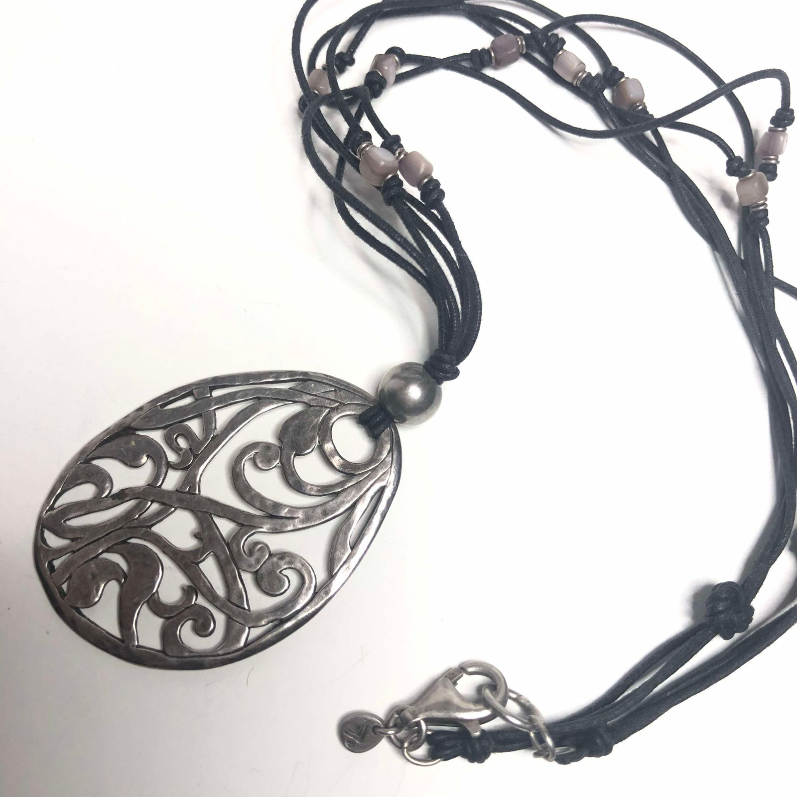 1924 Silpada Sterling Silver Three Strand Filigree Pendant Necklace #N1805 11.7g