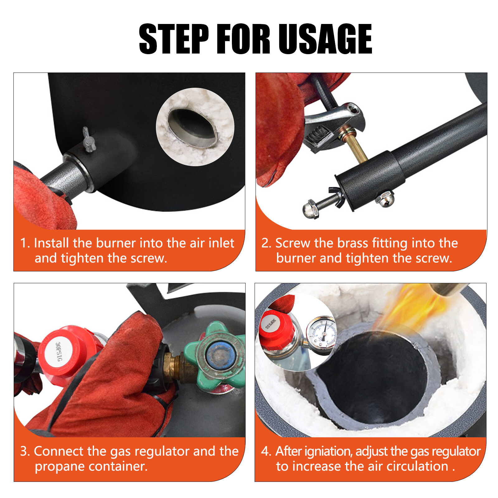 TOAUTO 6KG Propane Gas Melting Furnace Kit Metal Copper Silver Aluminium Casting